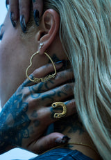 Ed Hardy Gothic Logo Heart Hoops - Gold