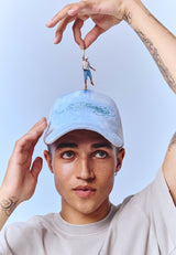 Unisex Diamante Velour 5 Panel Trucker Cap - Blue