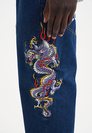 Jean Battle-Dragon Tattoo - Indigo