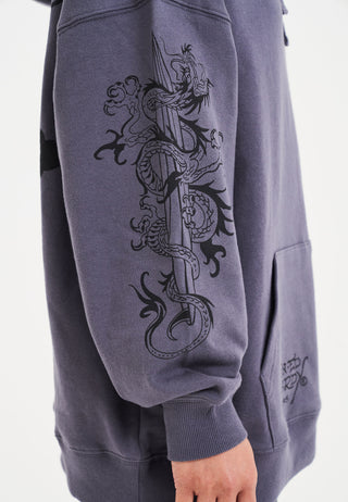 Womens Love Eternal Graphic Relaxed Hoodie - Grey