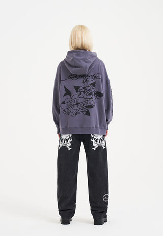 Womens Love Eternal Graphic Relaxed Hoodie - Grey