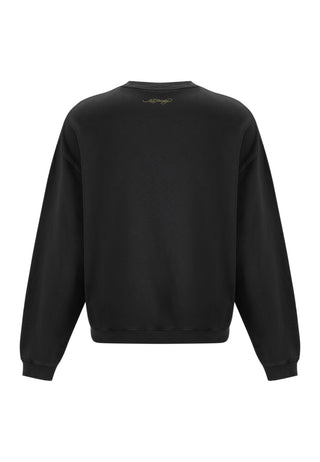 Mens La Tiger Vintage Diamante Crew Neck Sweatshirt - Black