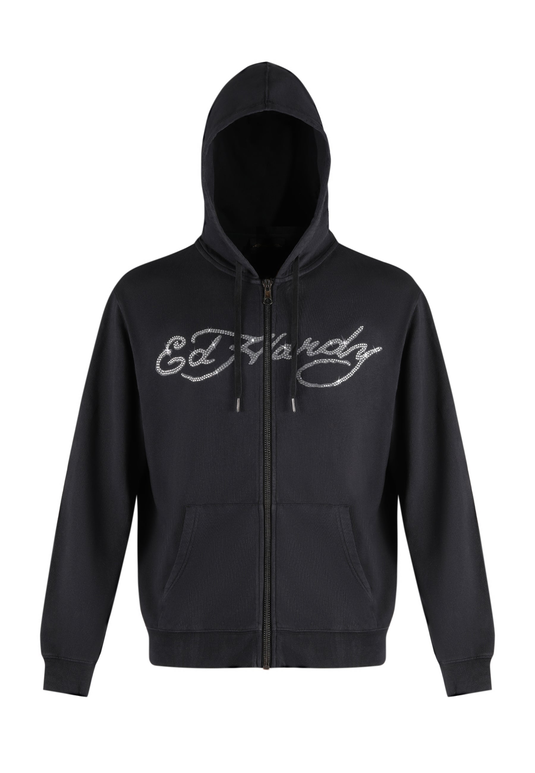 Mens Love Kills Slowly Diamante Zip Through Hoodie - Black – Ed