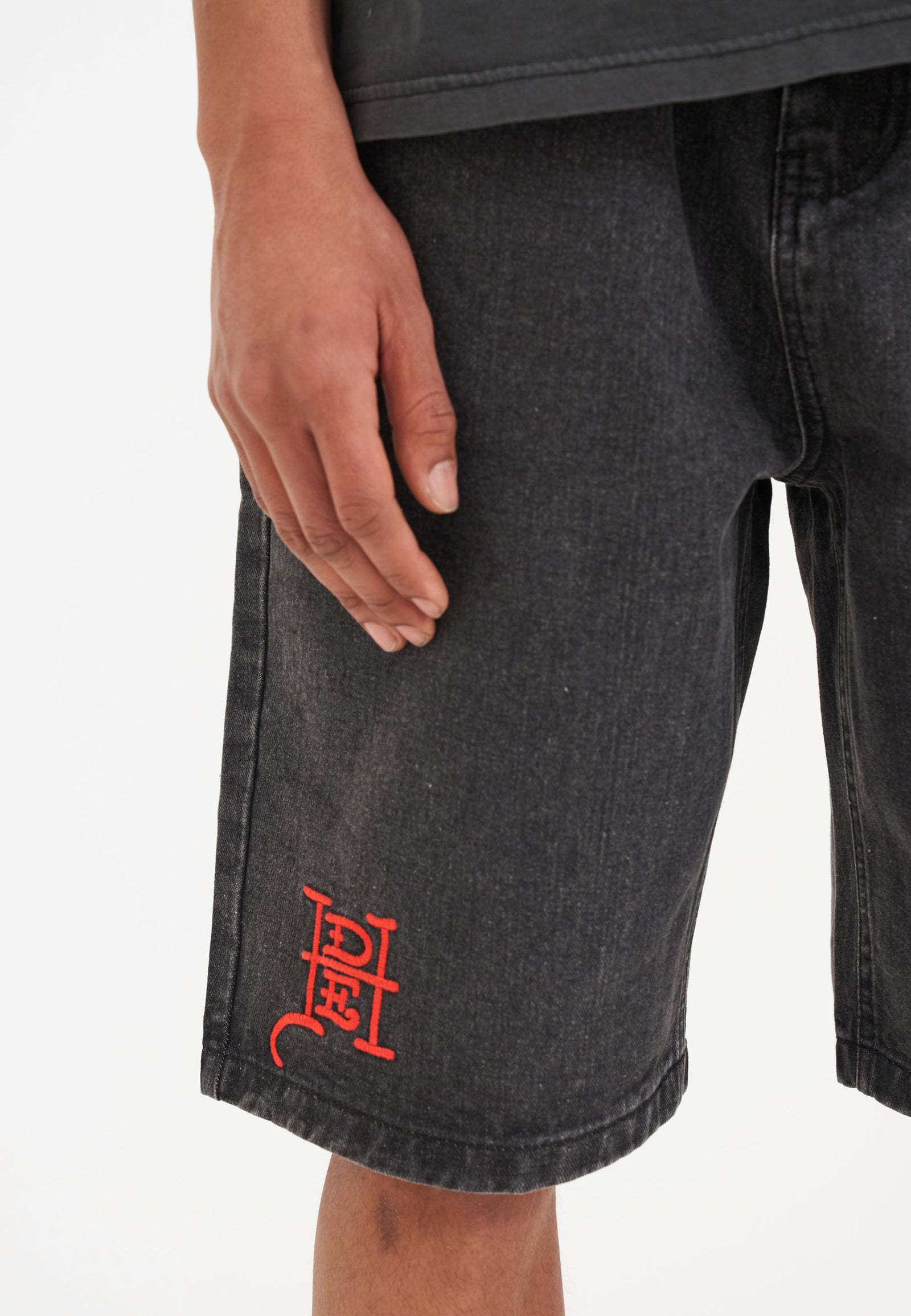 Men's Snake Print Denim Shorts