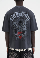 Mens Death Before Dishonor Eagle Relaxed T-Shirt - Charcoal