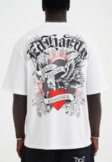 Mens Death Before Dishonor Eagle Relaxed T-Shirt - White