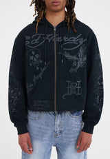 Death-Before Mono Hooded Sweat - Washed Black