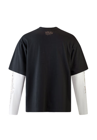 Mens Death & Dishonour Double Sleeve Relaxed Tshirt - Black