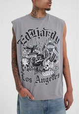 Mens Don Ed Montage Sleeveless T-Shirt - Grey