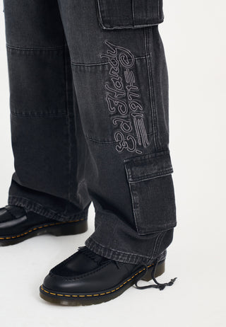 Mens Drag Cargo Denim Trousers Jeans - Black