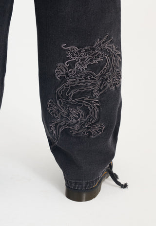 Mens Drag Cargo Denim Trousers Jeans - Black