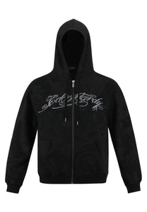 Mens Drag Shadow Zip Thru Hoodie - Black