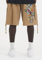 Mens Dragon Crawl Woven Cargo Shorts - Beige