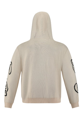 Mens Dragon Zip Thru Knitted Hoodie - Beige