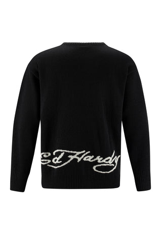 Mens Hell Cat Jaquard Knitted Jumper - Black