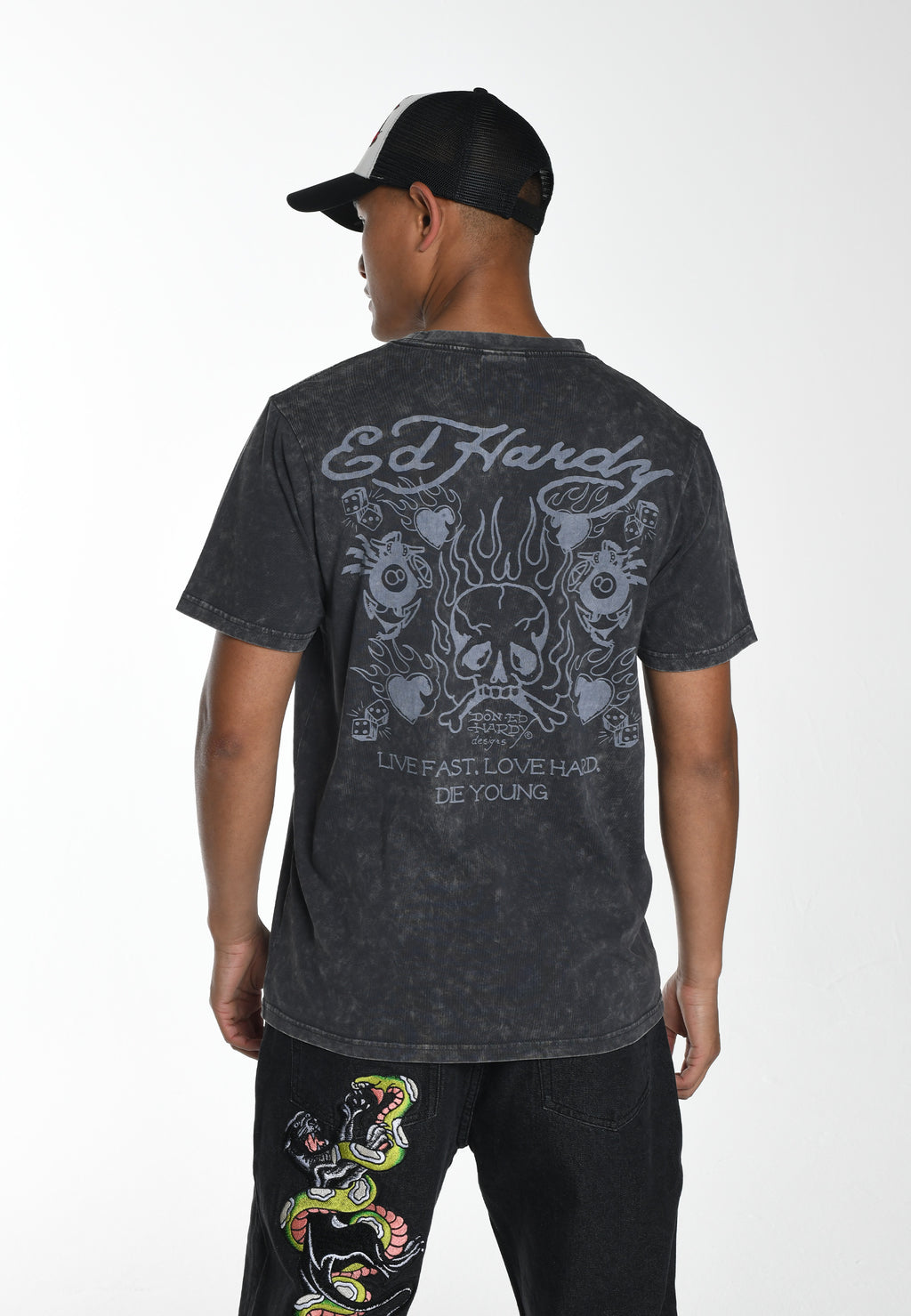 Mens Mono-Flash-Logo T-Shirt - Charcoal – Ed Hardy UK