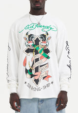 Mens No Roses Grow Long Sleeve T-Shirt - White