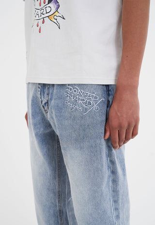 Nyc-Skull Tattoo Graphic Jean Jeanshose - Bleich