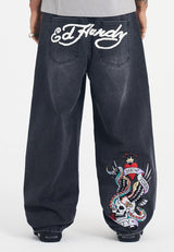 Mens Nyc Skull Xxtra Denim Trousers Jeans - Black