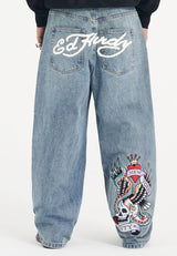 Mens Nyc Skull Xxtra Denim Trousers Jeans - Blue