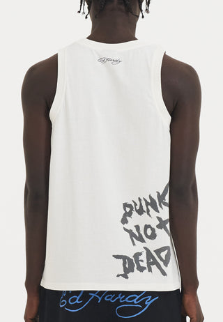 Mens Punks Not Dead Tank Top Vest - White