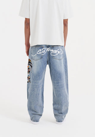 Calça Jeans Jeans Tatuagem Caveira-Cobra-Águia - Bleach