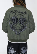 Mens Tonal Double Venom Ma1 Bomber Jacket - Khaki