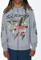 Mens True Snake Zip Through Hoodie - Grey