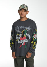 Mens True-Till-Rose-Snake Long Sleeve T-Shirt - Black