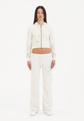 Womens Battle Dragon Flared Trousers - White