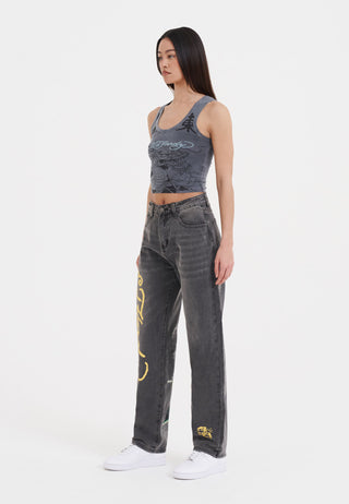 Womens Born-Wild Relaxed Fit Denim Trousers Jeans - Black