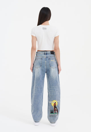 Womens Born-Wild Relaxed Fit Denim Trousers Jeans - Bleach