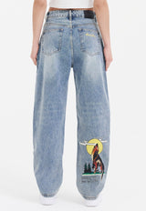 Womens Born-Wild Relaxed Fit Denim Trousers Jeans - Bleach
