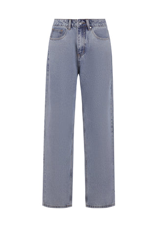 Womens Crystal Crawler Diamante Relaxed Denim Trousers Jeans - Bleach