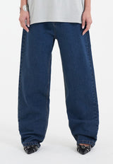 Womens Crystal Crawler Diamante Relaxed Denim Trousers Jeans - Indigo