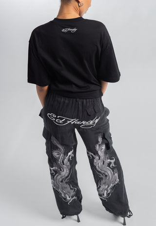 Womens Hidden Dragon Cargo Trousers - Black