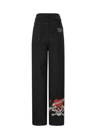 Womens Kill Slowly Relaxed Denim Trousers Jeans - Black