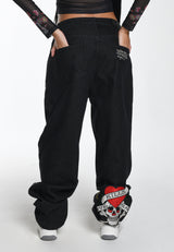 Womens Kill Slowly Relaxed Denim Trousers Jeans - Black