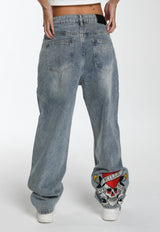 Womens Kill Slowly Relaxed Denim Trousers Jeans - Blue