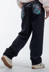 Womens Koi Island Relaxed Denim Trousers Jeans - Black