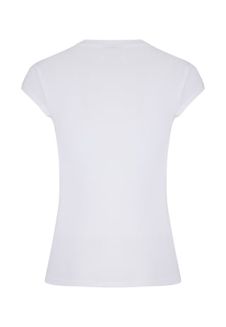 Womens Koi Wave Diamante Cap Sleeve Tshirt Top - White