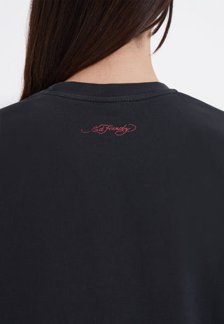 Womens La-Tiger-Vintage Tshirt Top - Black