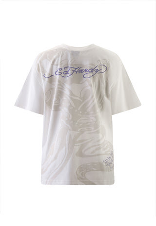Womens Snake & Panther Battle Tshirt Top - White