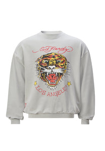 Womens Tiger-Vintage-Roar Crew Neck Sweatshirt - Grey