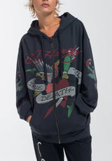 Womens True Snake Zip Through Hoodie - Charcoal