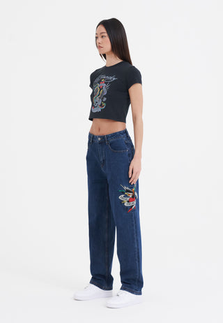 Womens True-Til-Death Relaxed Fit Denim Trousers Jeans - Indigo