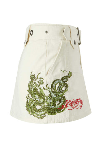 Womens Twisted Dragon Cargo Mini Skirt - Beige