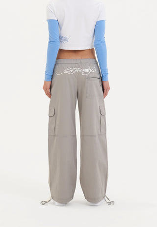 Womens Twisted Dragon Cargo Pants Trousers - Grey