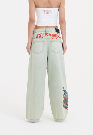 Womens Twisted Dragon Xtra Oversized Denim Trousers Jeans - Blue