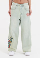 Womens Twisted Dragon Xtra Oversized Denim Trousers Jeans - Blue